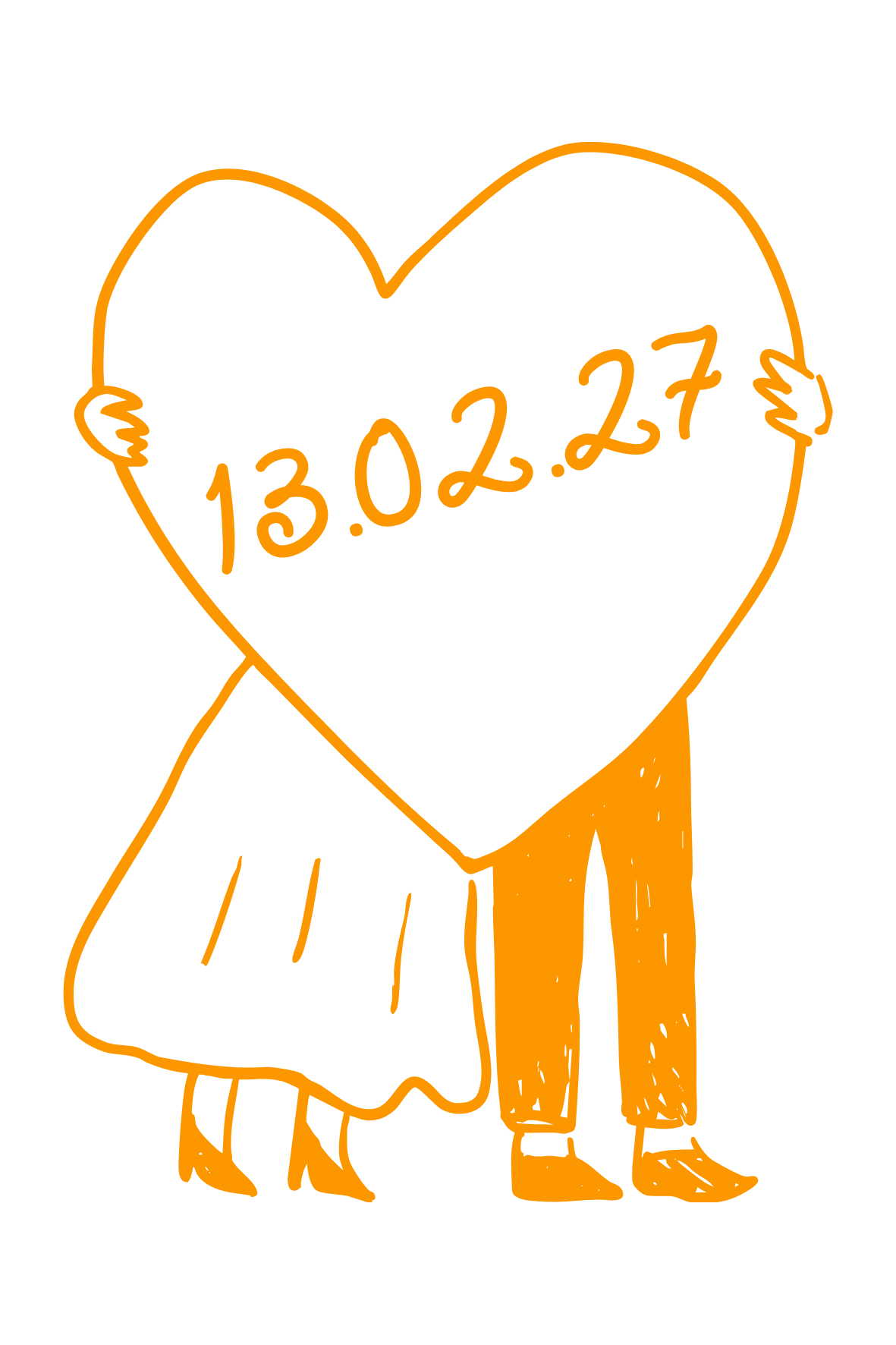 A couple holding a heart lettered 13.02.27